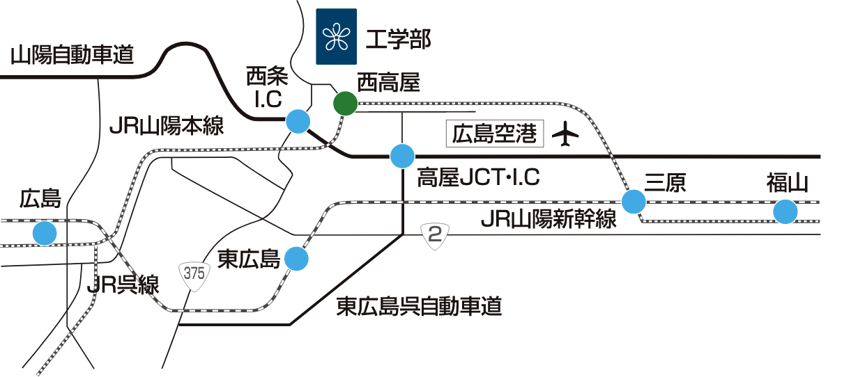 広島キャンパス周辺路線図