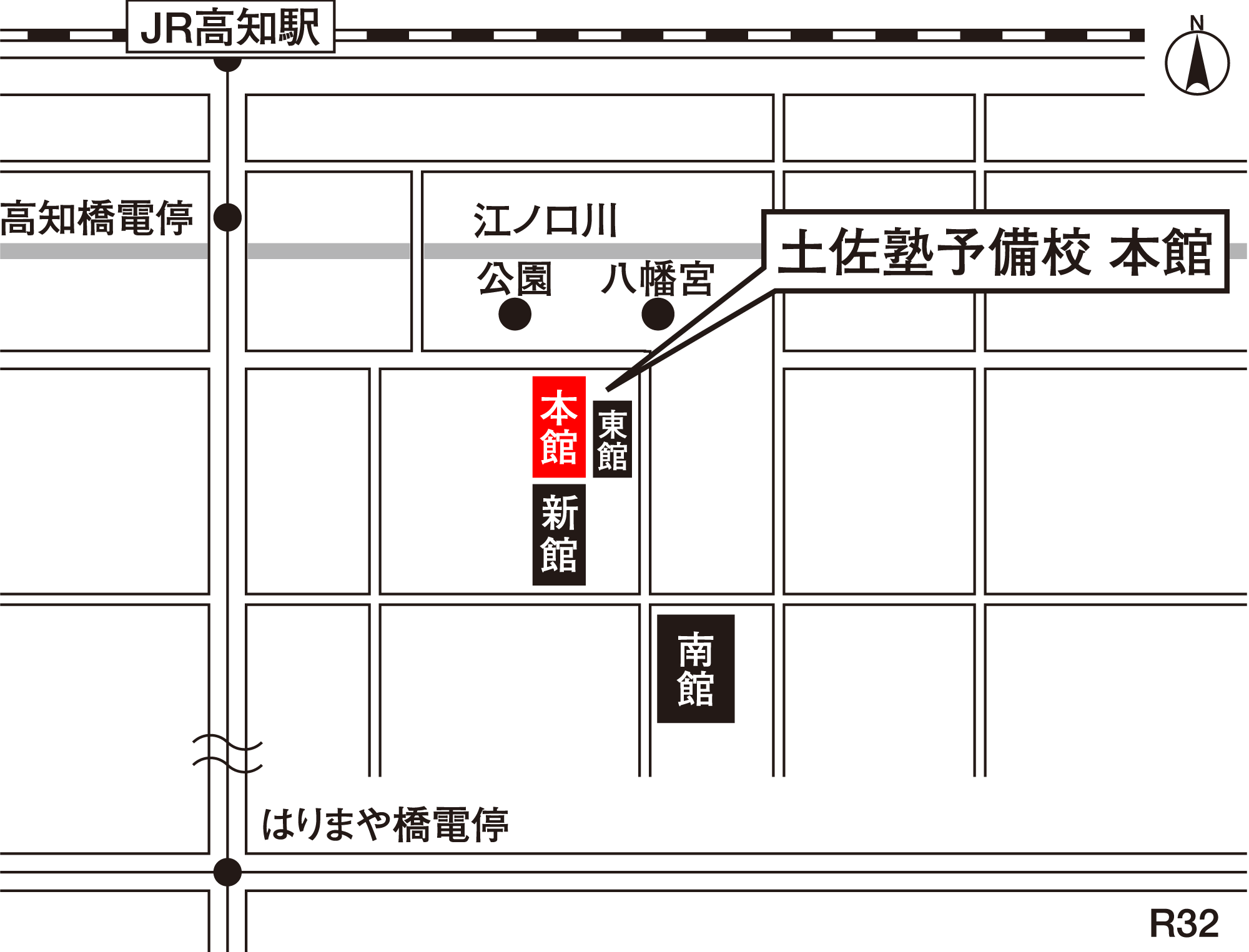 土佐塾予備校 本館 地図