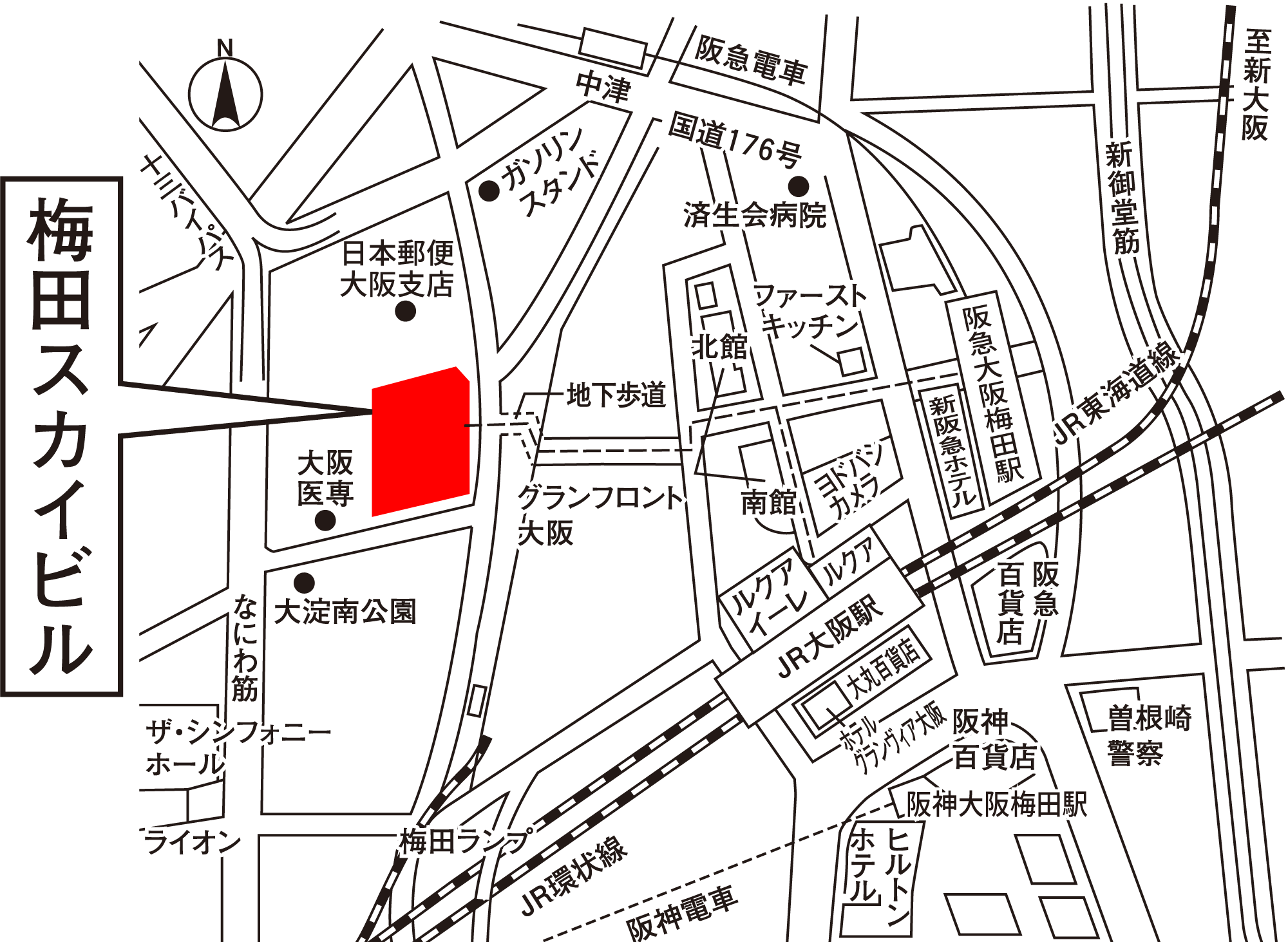 梅田スカイビルタワーウエスト 地図